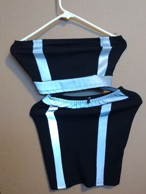 Black and White Strapless Two-Piece Mini Set